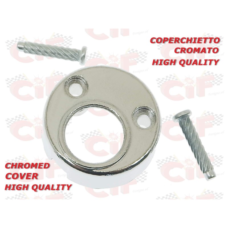 5657-HQ COPERCHIETTO CROMATO X SERRATURA CON DI RIBATTINI VESPA 50-125 - APE TMP 50